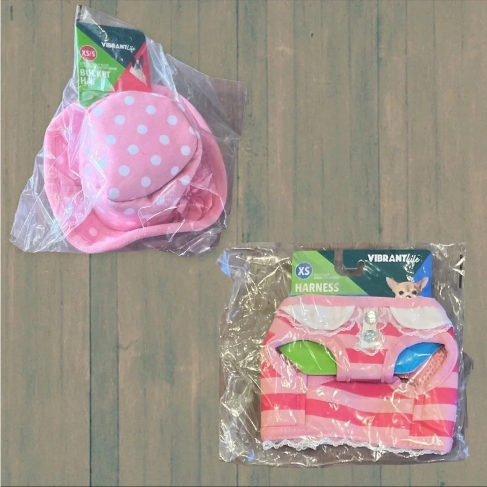 NWT Vibrant Life Harness Pink Striped+Lace (free hat included) Size XS,S or M